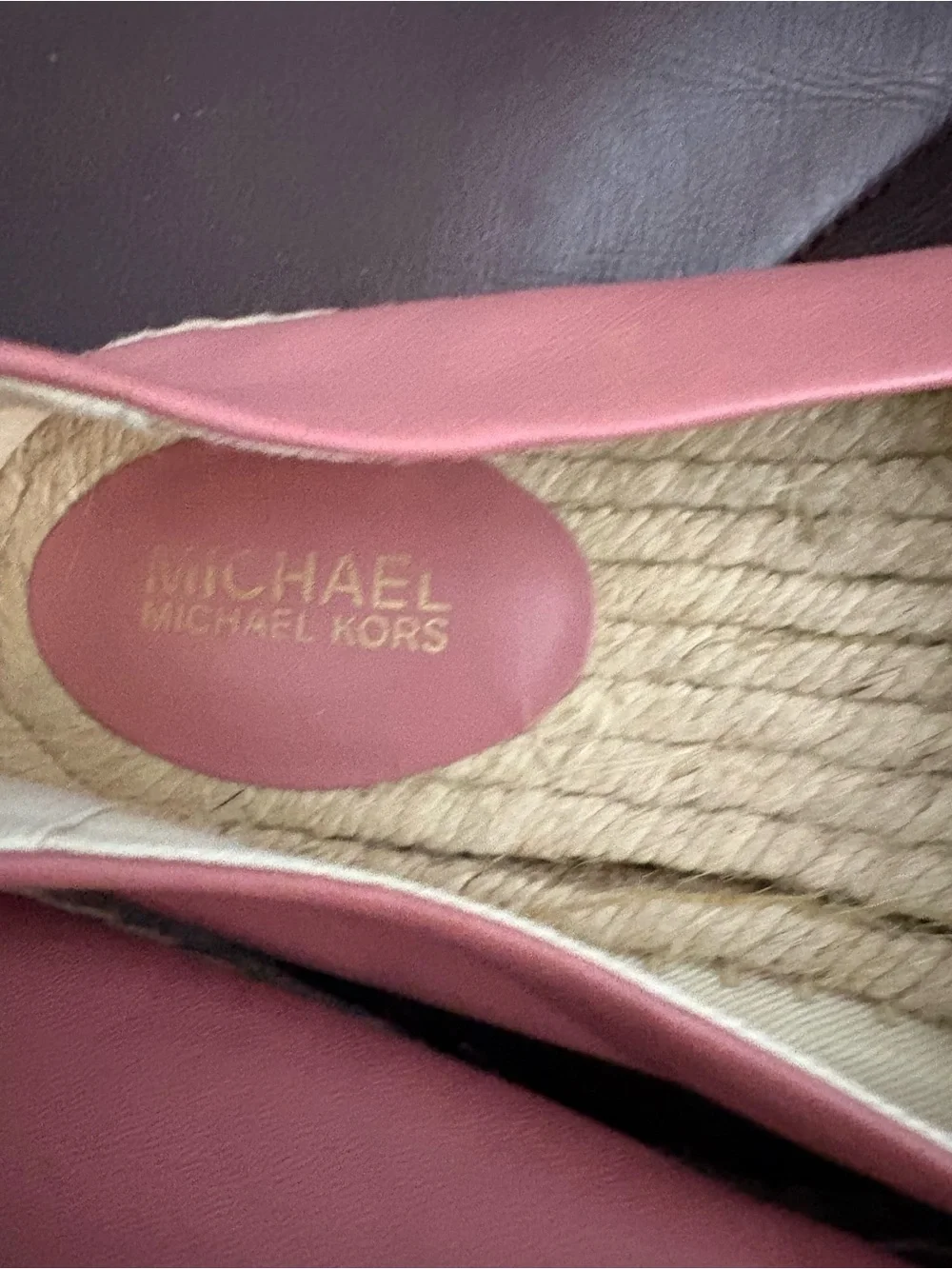 Michael Kors Pink Patterned Canvas Espadrilles with Gold MK Accent
